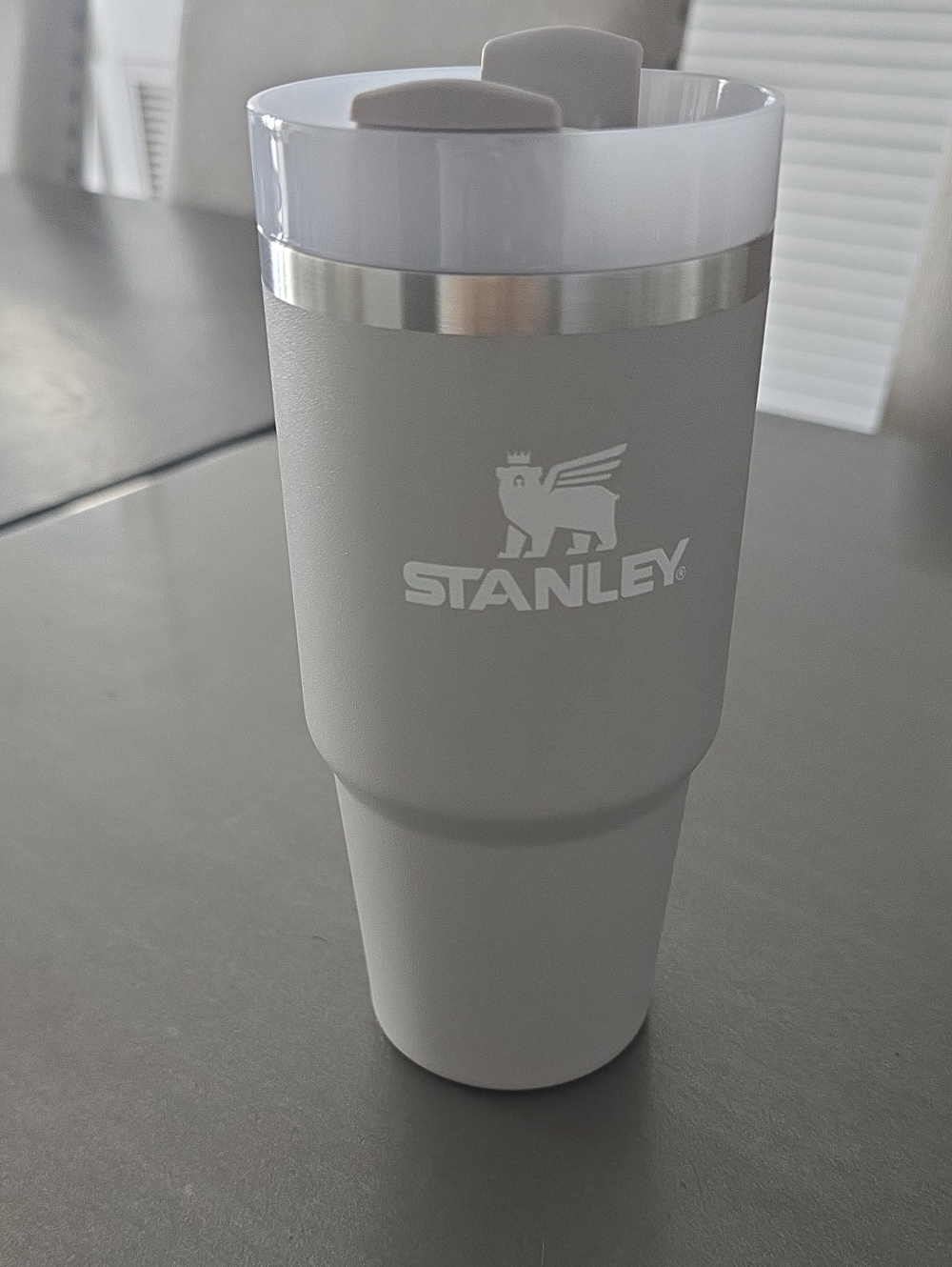 14oz Stanley Light Gray Insulated Travel Mug with White Lid